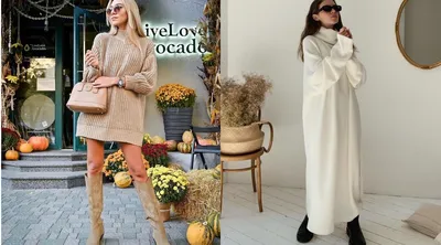 Теплое и модное: фото трикотажных платьев для зимы