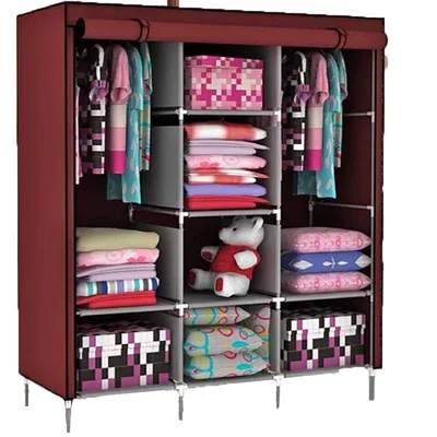 Складной шкаф тканевый каркасный для одежды STORAGE WARDROBE X0001  175_130_45 см бордовый - купить в Москве, цены на Мегамаркет