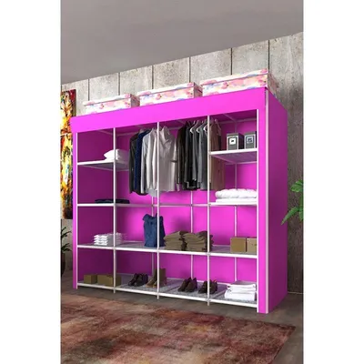 Складной каркасный тканевый шкаф Storage Wardrobe (Розовый)