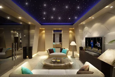 Матовый натяжной потолок с точечным освещением и дополнительной подсветкой  | АВерно