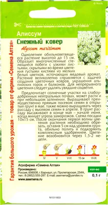 Семена цветов алиссум многолетний \"Снежный король\" купить с выгодой в  Галамарт