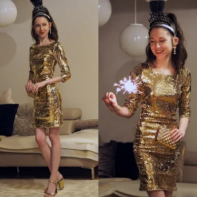 Платье с блестками для утреннего шоппинга