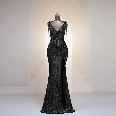 Новые вечерние платья с блестками на фото