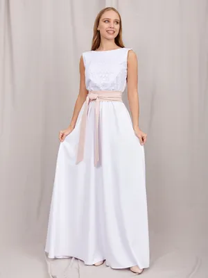 Платье на одно плечо с принтом sela x nina pu цвет: белый цветы крупные,  артикул: 3805010770 – купить в интернет-магазине sela