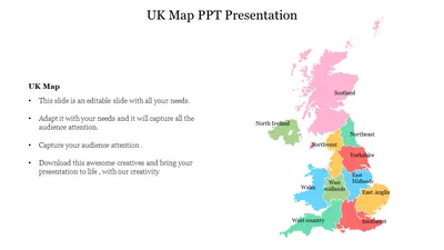 Simple UK Map PPT Presentation Template Slide Design