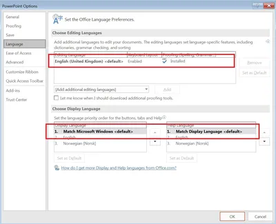 How to change default language from English US to English UK in PPT -  Microsoft Community