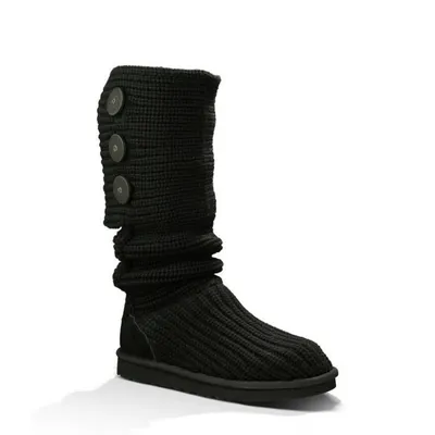 UGG Australia Classic Cardy Black Угги вязаные черные с тремя пуговицами |угги  вязаные| купить вязаные летние угги | UGG