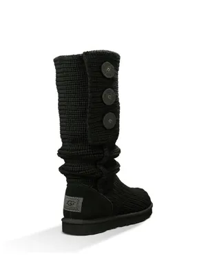 UGG Australia Classic Cardy Black Угги вязаные черные с тремя пуговицами |угги  вязаные| купить вязаные летние угги | UGG