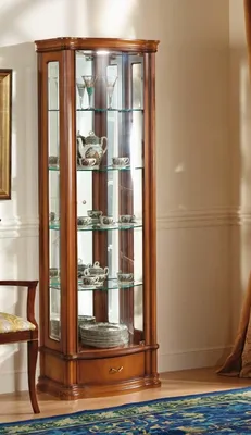 Белая шкаф- витрина для посуды в гостиную Палермо-22 в классическом стиле -  Мир Мебели России