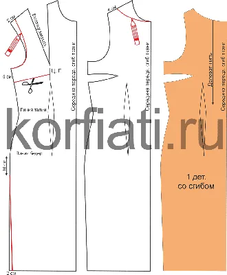 Выкройка платья с открытой спиной в формате JPG