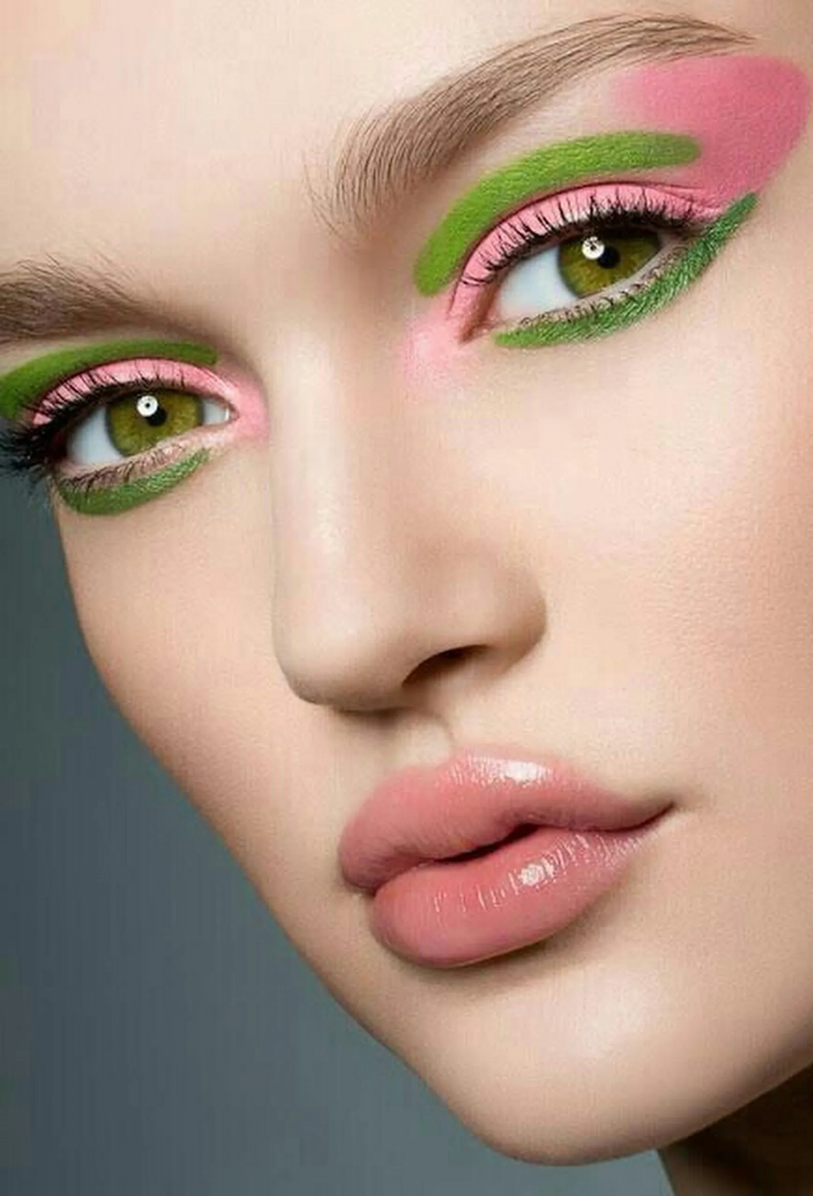 Розово зеленый макияж