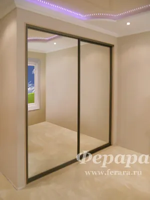 Зеркальные раздвижные двери в гардеробную с потолочным креплением: продажа,  цена в Киеве. Перегородки для офиса и дома от \"\"MD-House\"\" - 1711620043