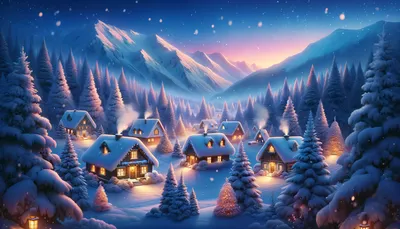 Enchanting Winter Wonderland Village HD Wallpaper by robokoboto