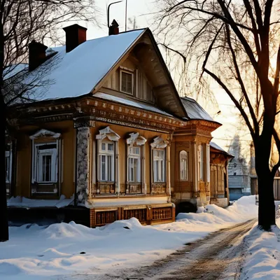Зимний Томск, деревянное зодчество.» — создано в Шедевруме