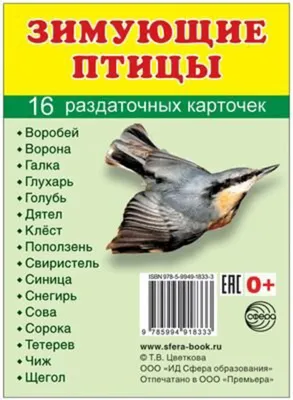 Развивающие карточки ТЦ Сфера Зимующие птицы купить по цене 273 ₽ в  интернет-магазине Детский мир