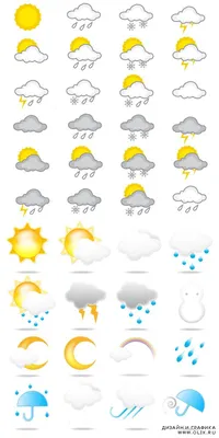 значки погоды разных цветов, прогноз погоды, значок погоды, плоский значок  погоды, зонтик, фотография, мультфильм png | PNGWing